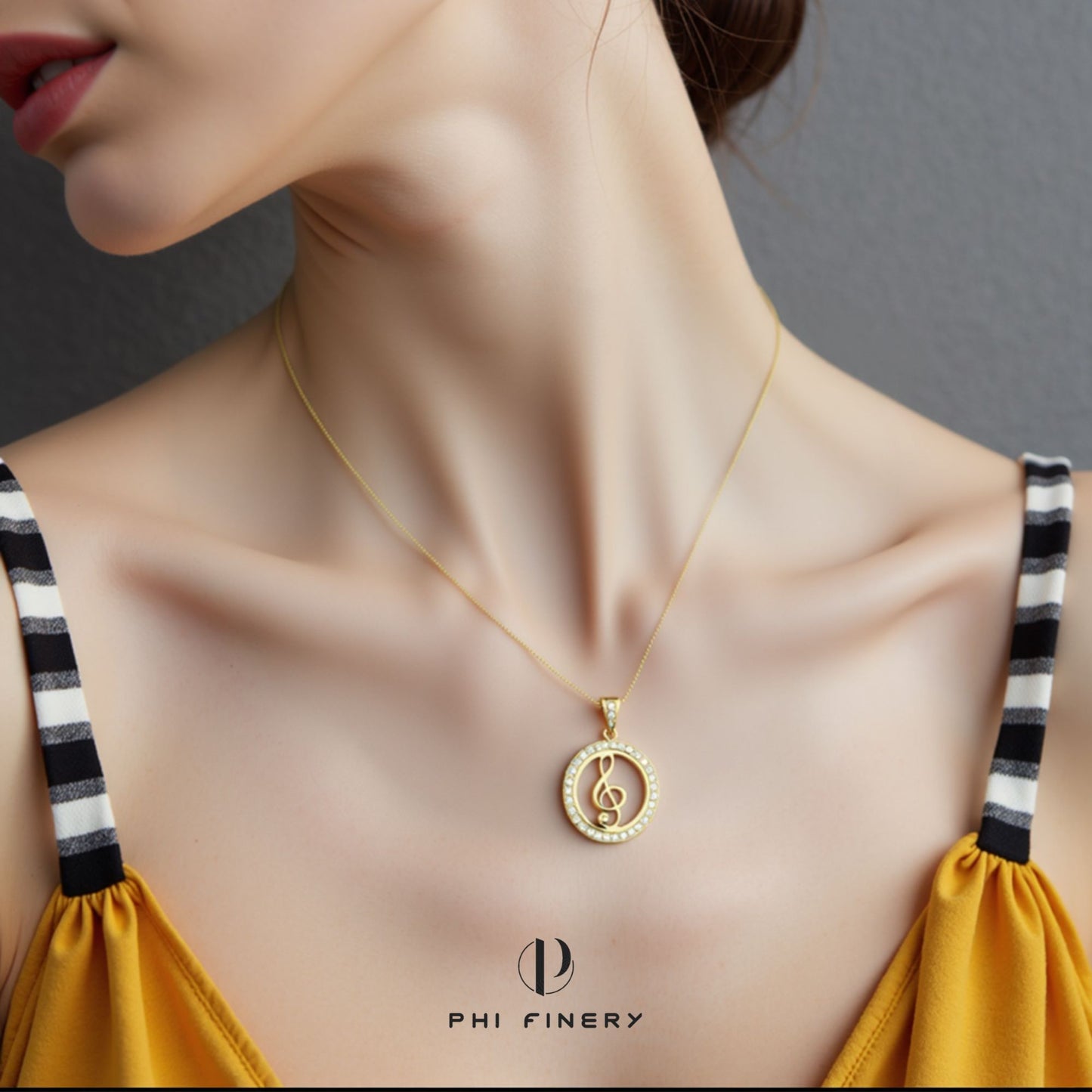 Serenade Halo Treble Clef Necklace