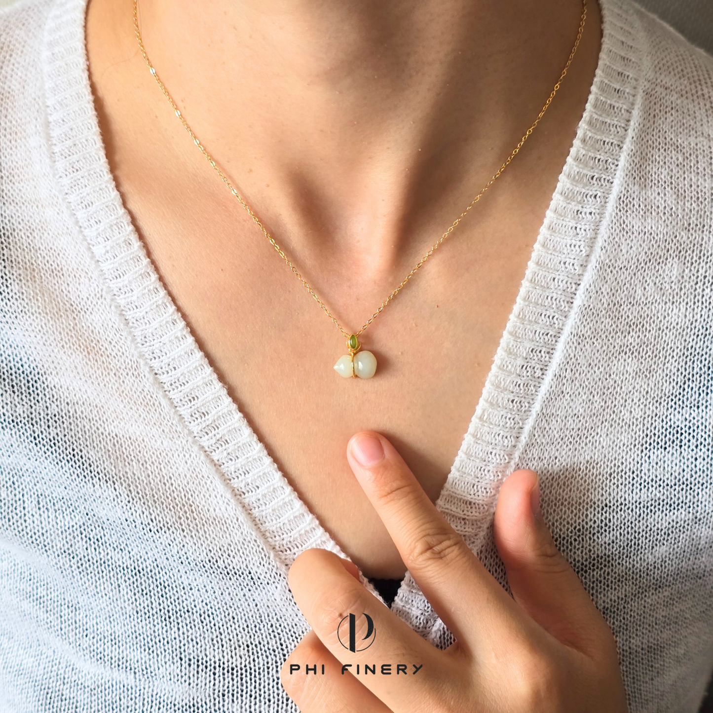 Fortune Flourish Jade Gourd Necklace
