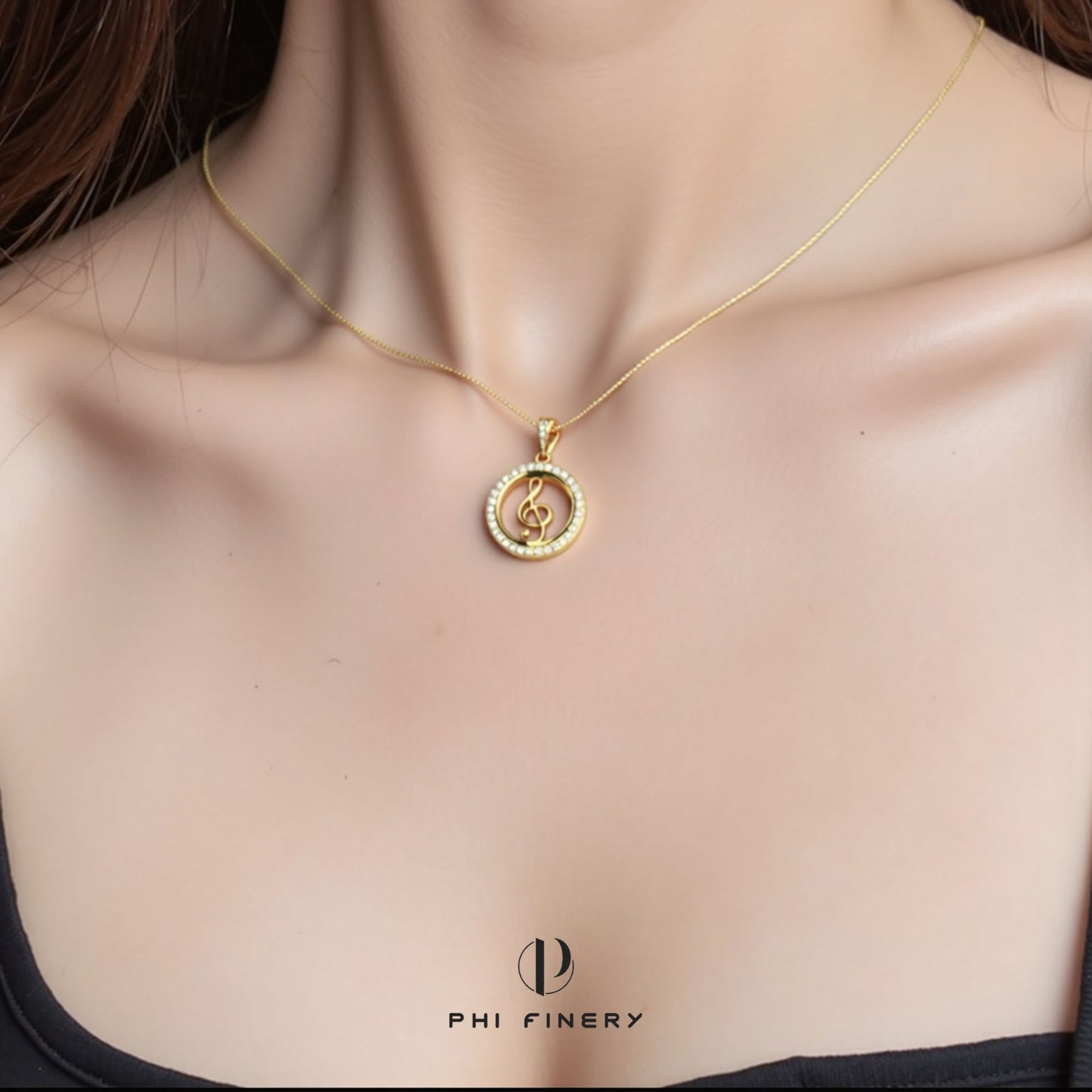 Serenade Halo Treble Clef Necklace