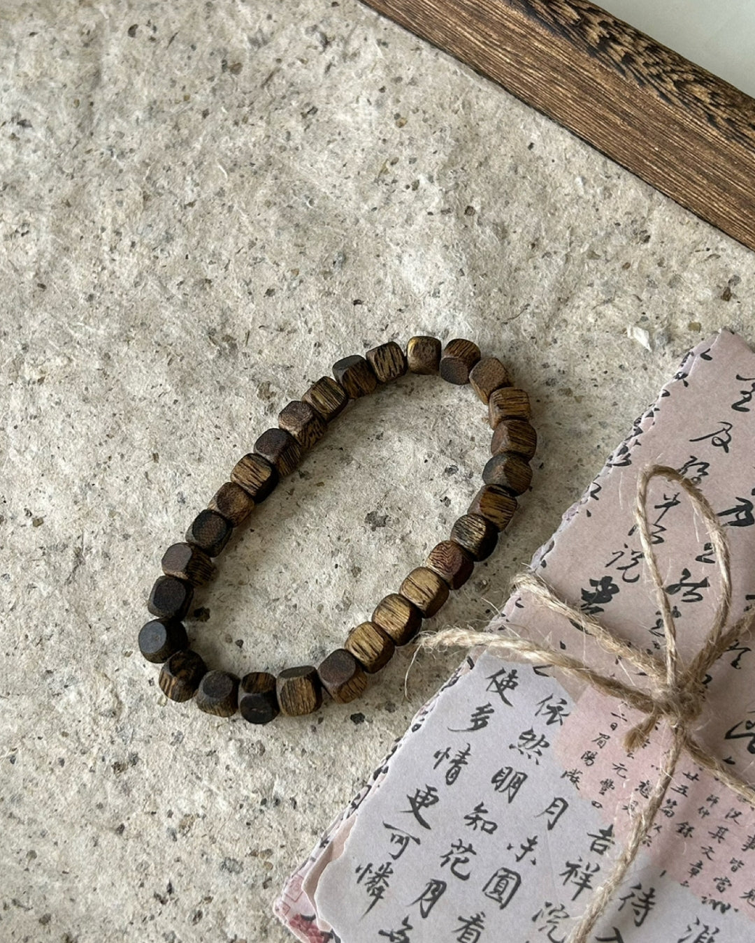 Serendipitous Encounter — Agarwood Cube Bead Bracelet