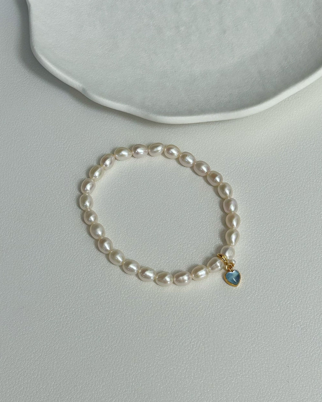 Aura Heart Pearl Bracelet — Freshwater Pearl, Aquamarine & 925 Silver