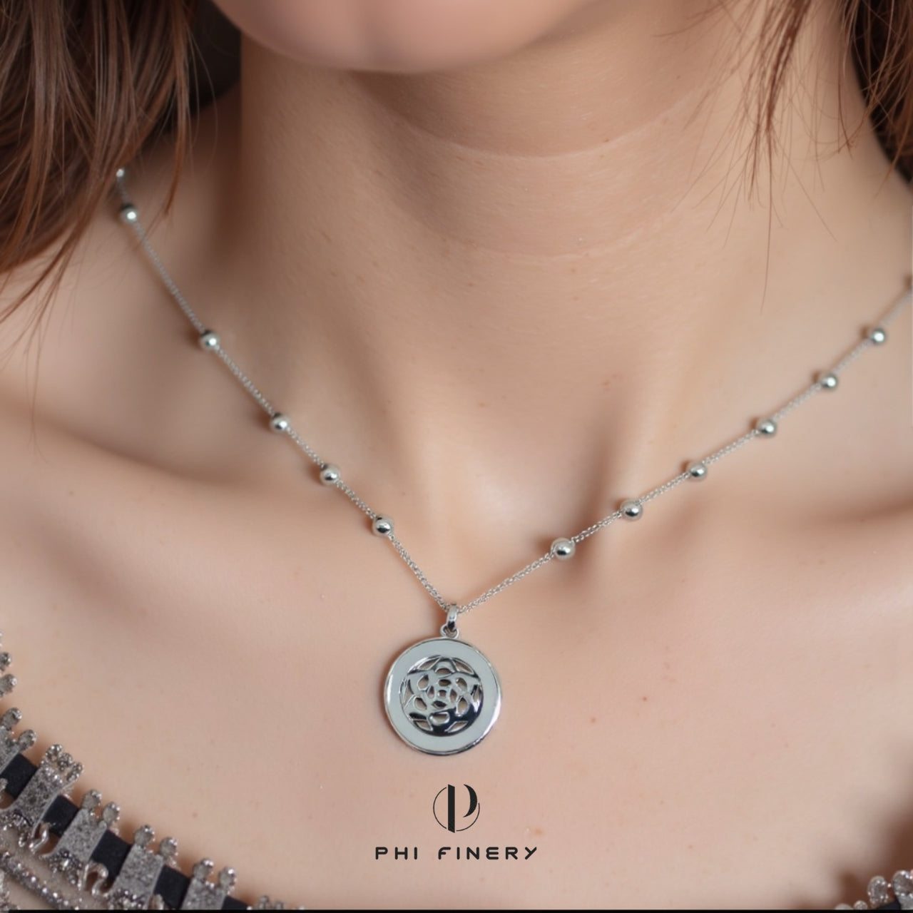 Lotus Medallion Station Necklace