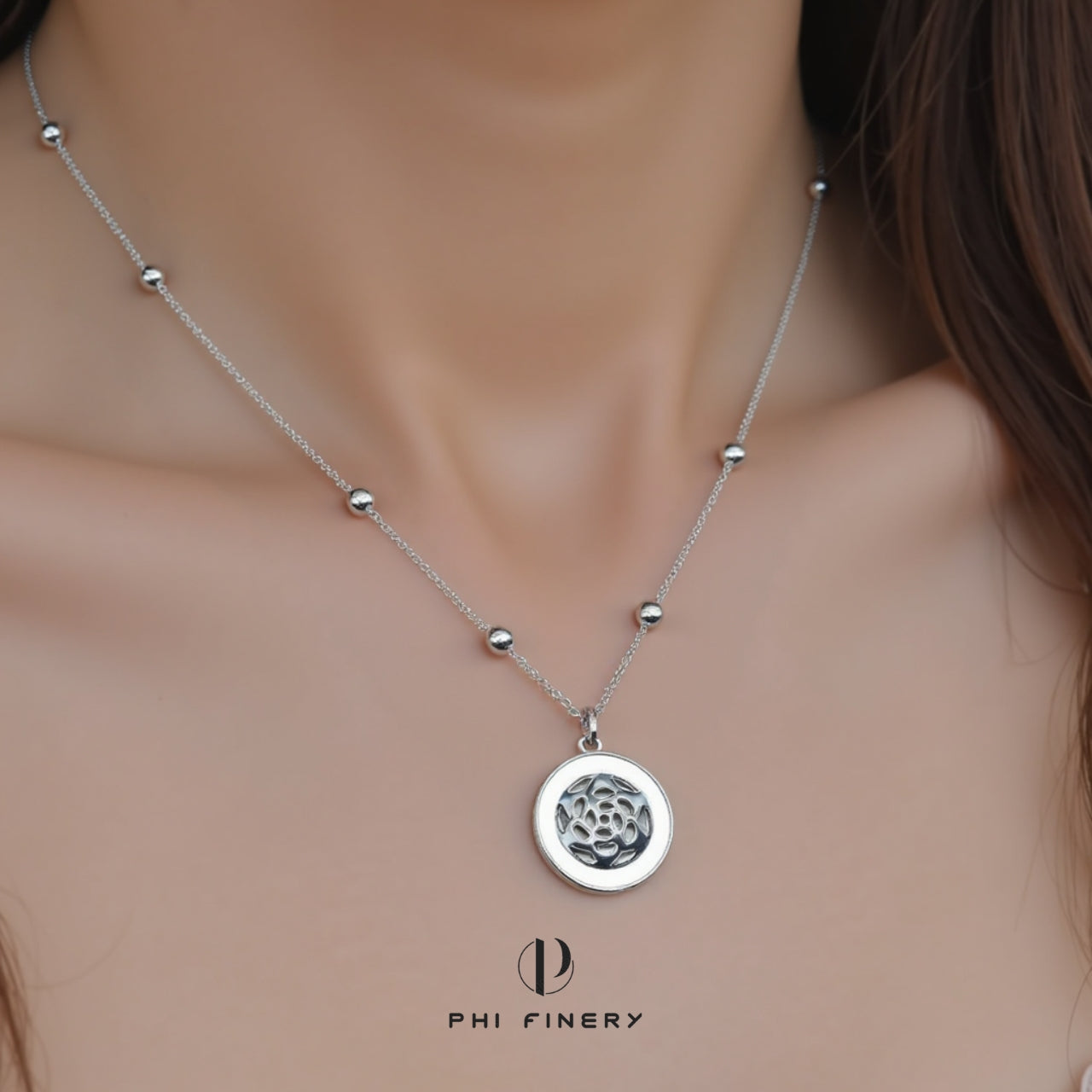 Lotus Medallion Station Necklace