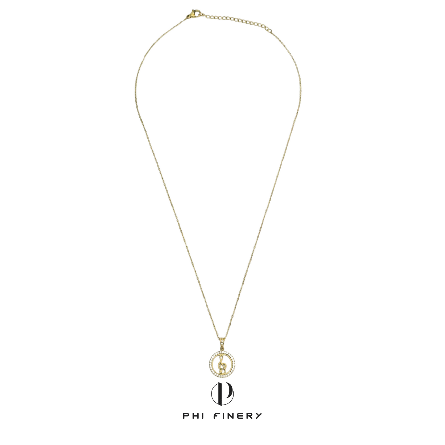 Serenade Halo Treble Clef Necklace