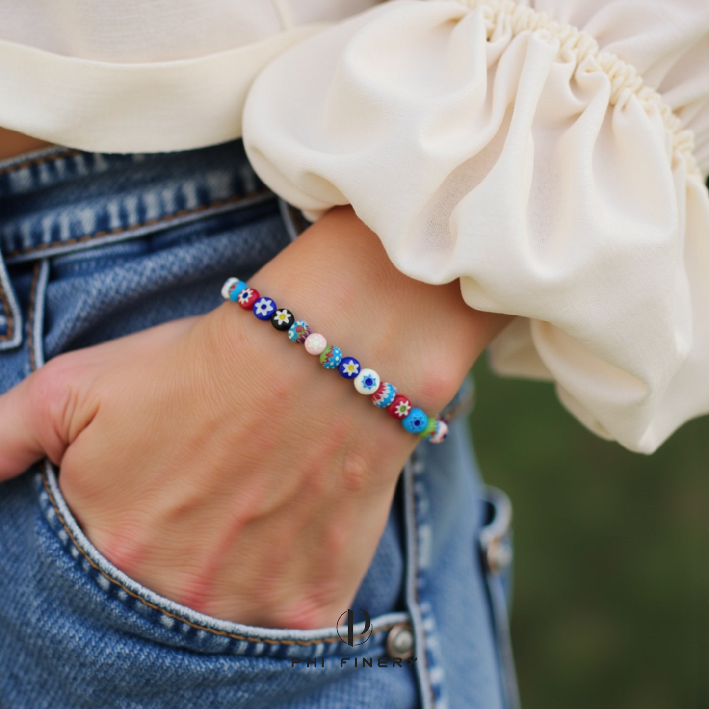 KaleidoBloom Millefiori Bead Bracelet