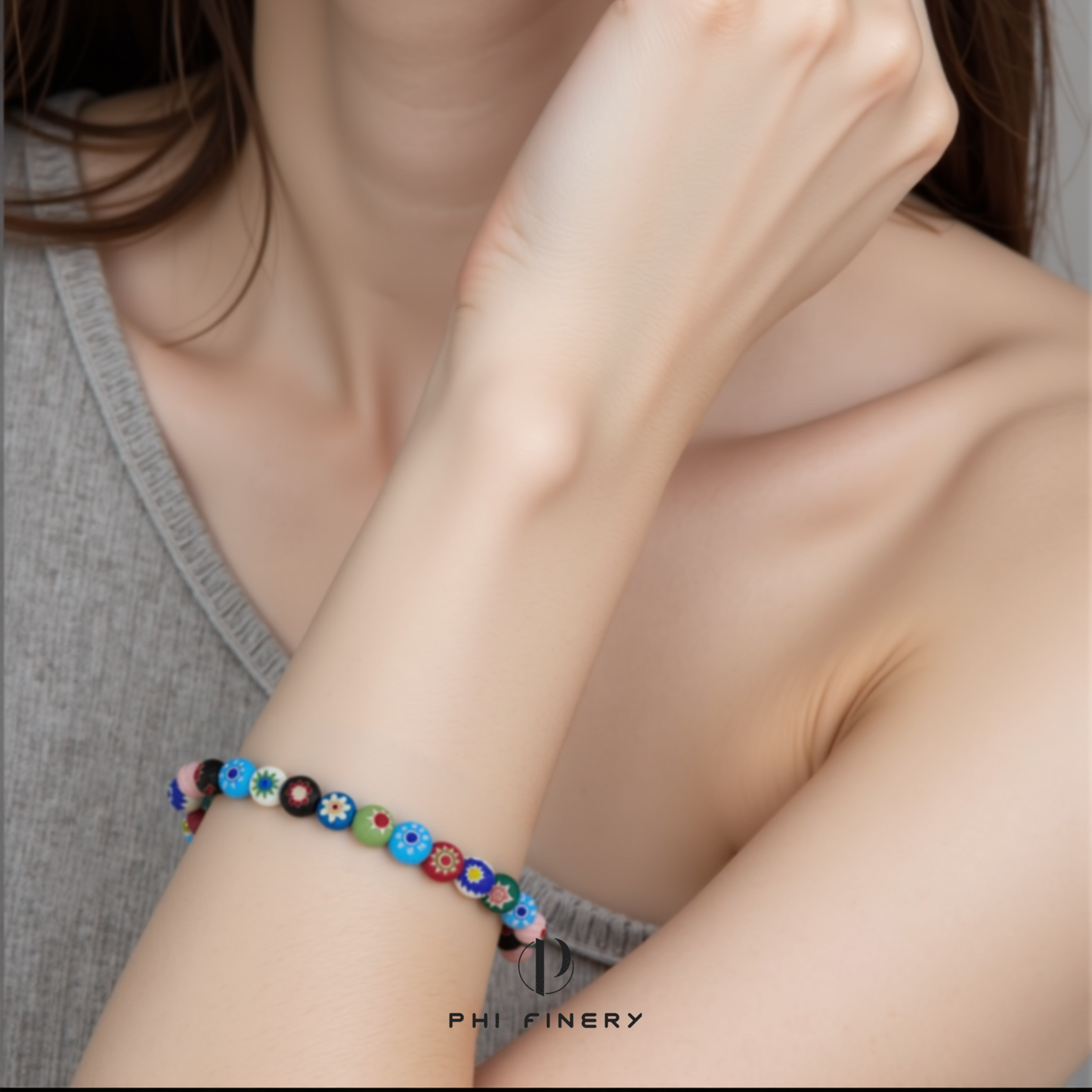 KaleidoBloom Millefiori Bead Bracelet