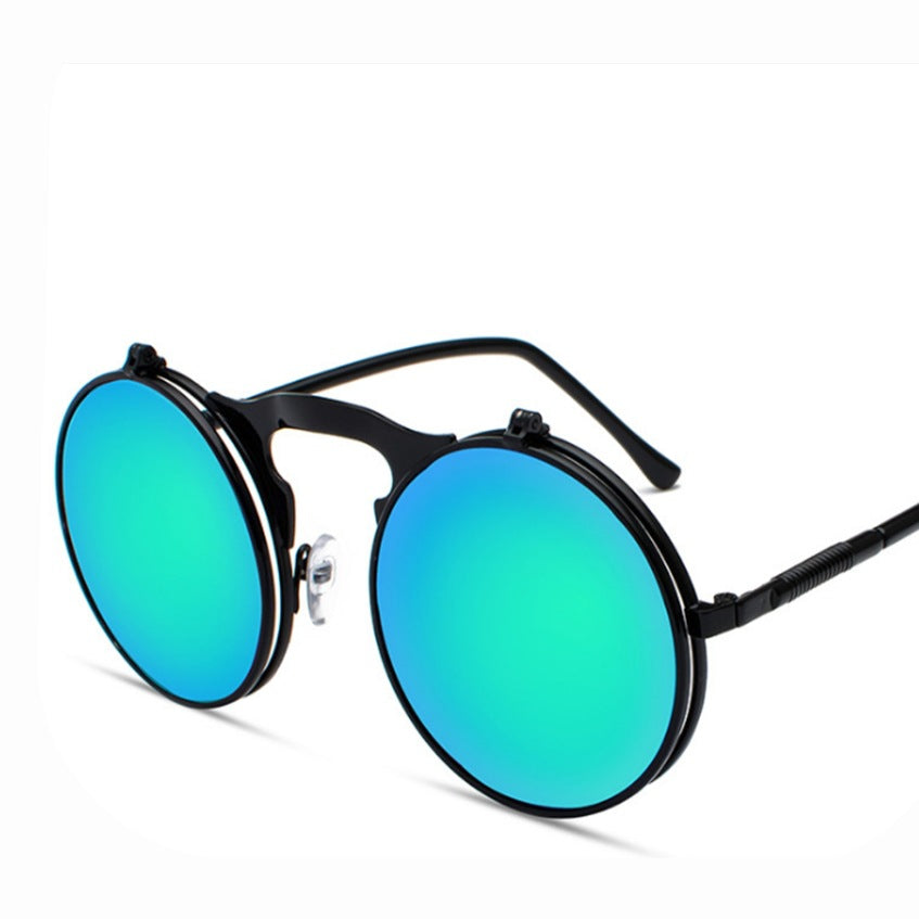 Steampunk Flip - Up - Black Frame Green Reflective C8 - PhiFinery
