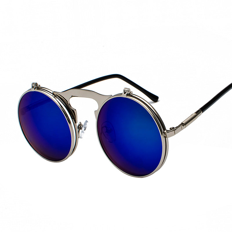 Steampunk Flip - Up - Silver Frame Blue Reflective C4 - PhiFinery