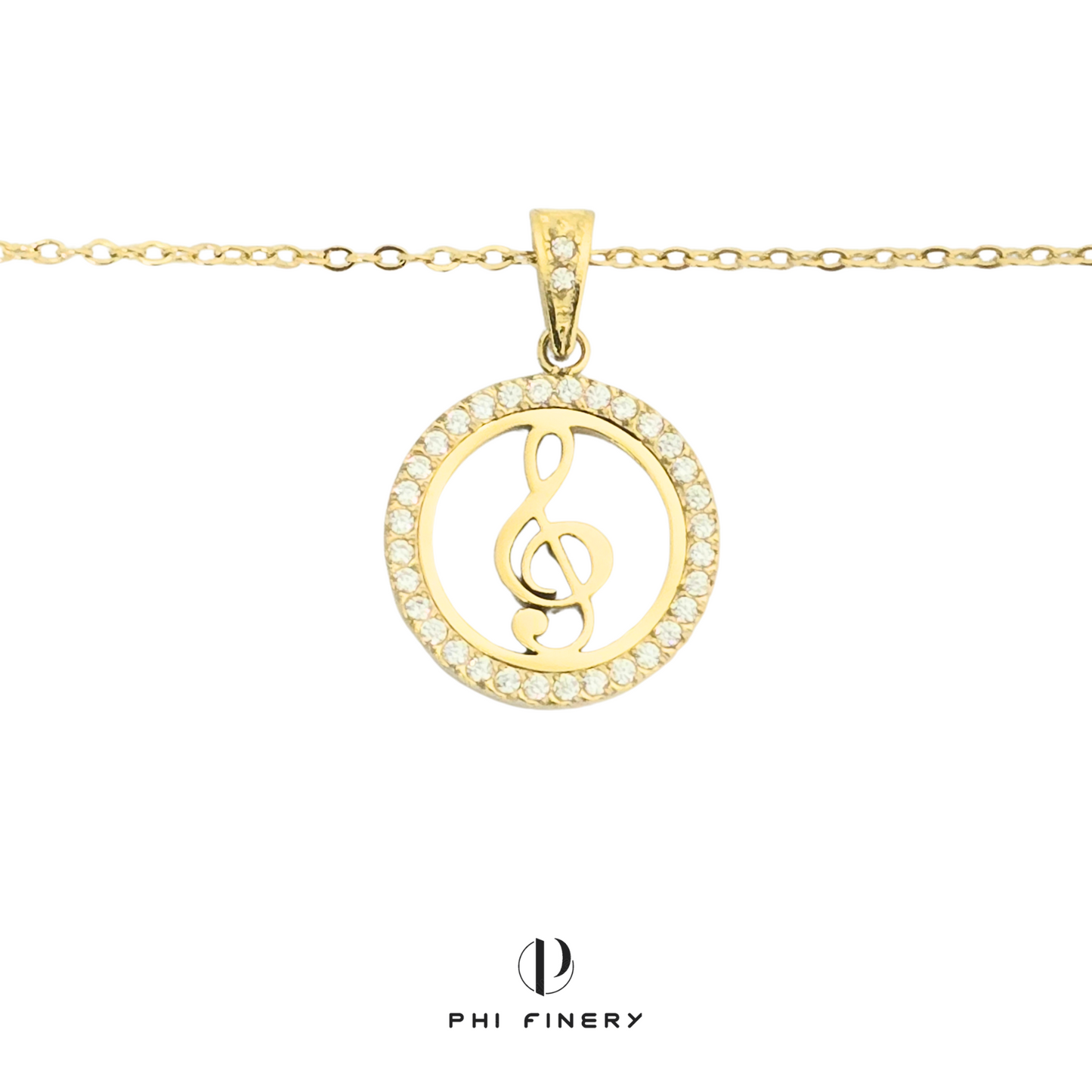 Serenade Halo Treble Clef Necklace