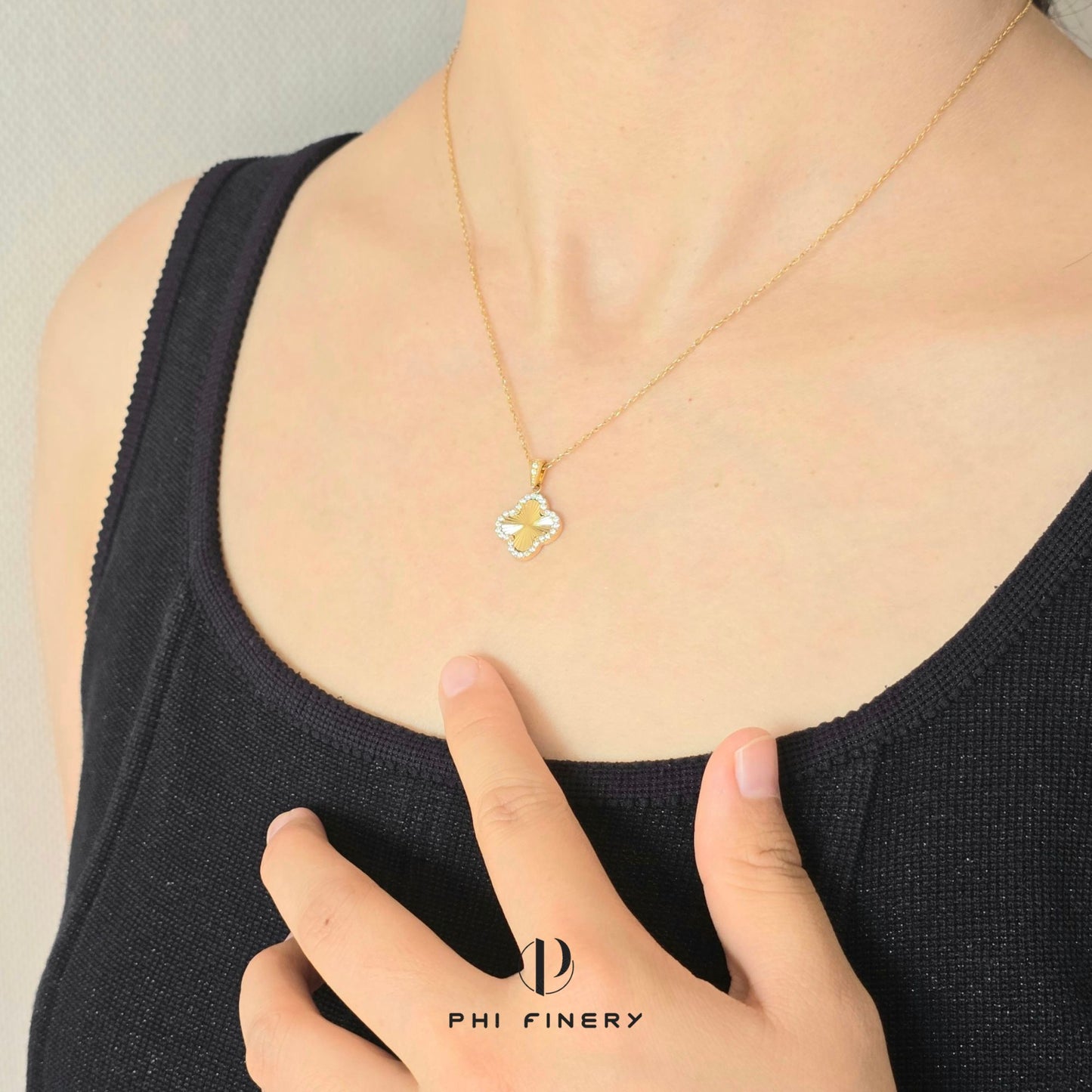 Radiant Halo Clover Necklace