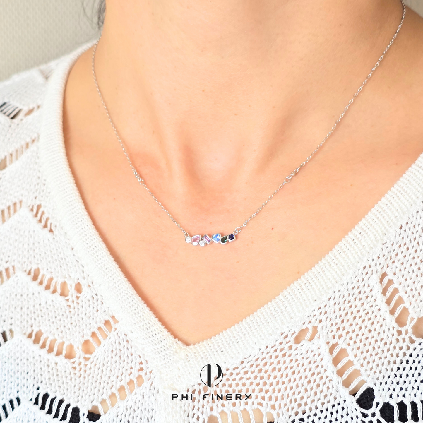 Pastel Love Gem Bar Necklace