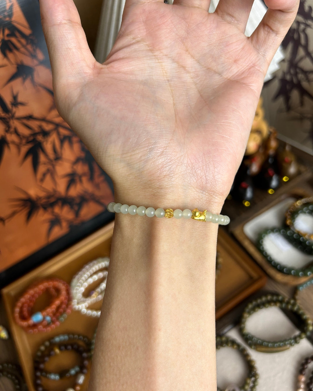 Lucky Cat Bracelet – Hetian Jade & Sterling Silver
