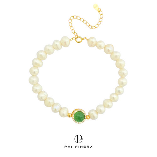 Verdant Halo Pearl Bracelet