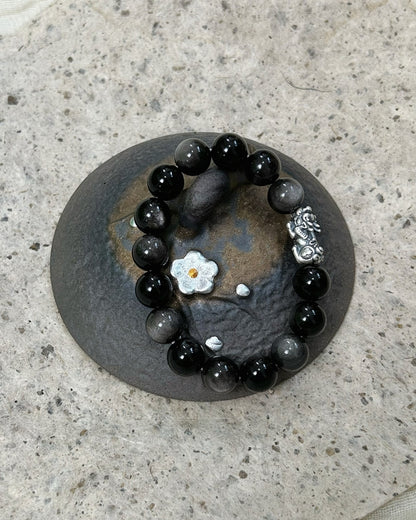 Wealth Beyond Measure Bracelet — Obsidian & 999 Silver Pi Xiu