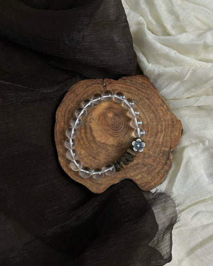 Zen Garden Crystal Strand — Rock Crystal, Agarwood & 925 Silver