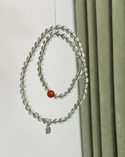 Mountain Retreat Bracelet — Green Hair Crystal, South Red & Sterling Silver