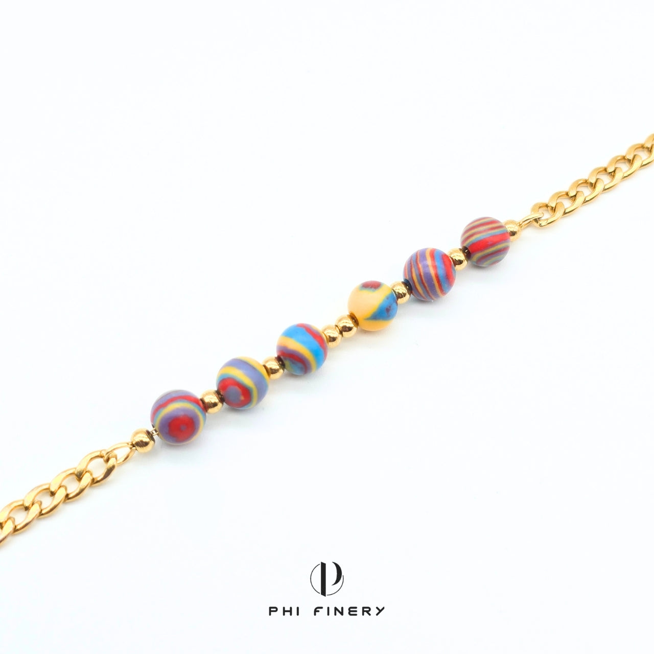 Boho Macaron Marbled Bead Bracelet — Sunset Sorbet