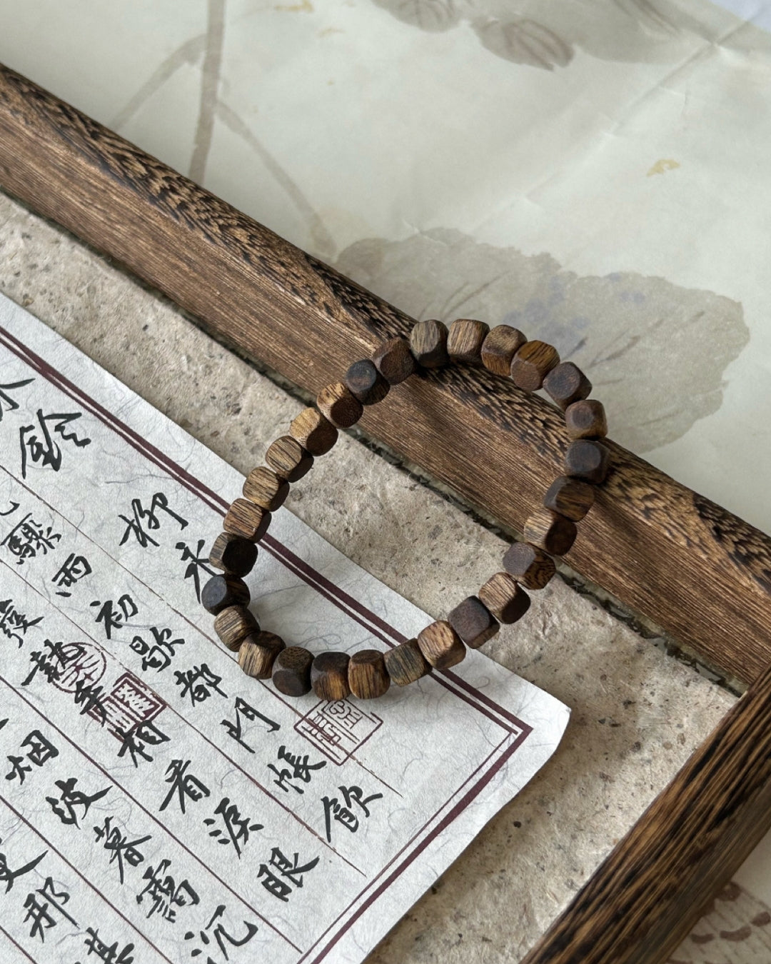 Serendipitous Encounter — Agarwood Cube Bead Bracelet