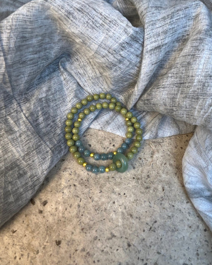 Misty Rain Descends upon the South of the Yangtze Bracelet – Jadeite & Alashan