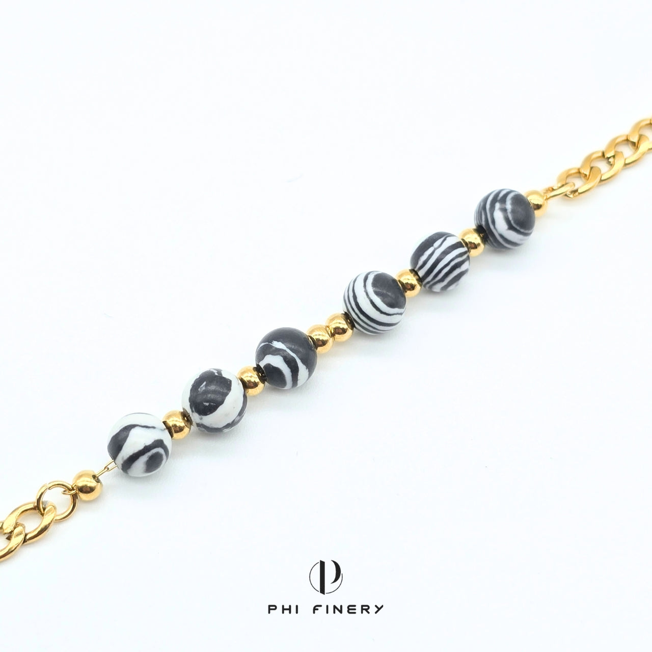 Boho Macaron Marbled Bead Bracelet — Monochrome