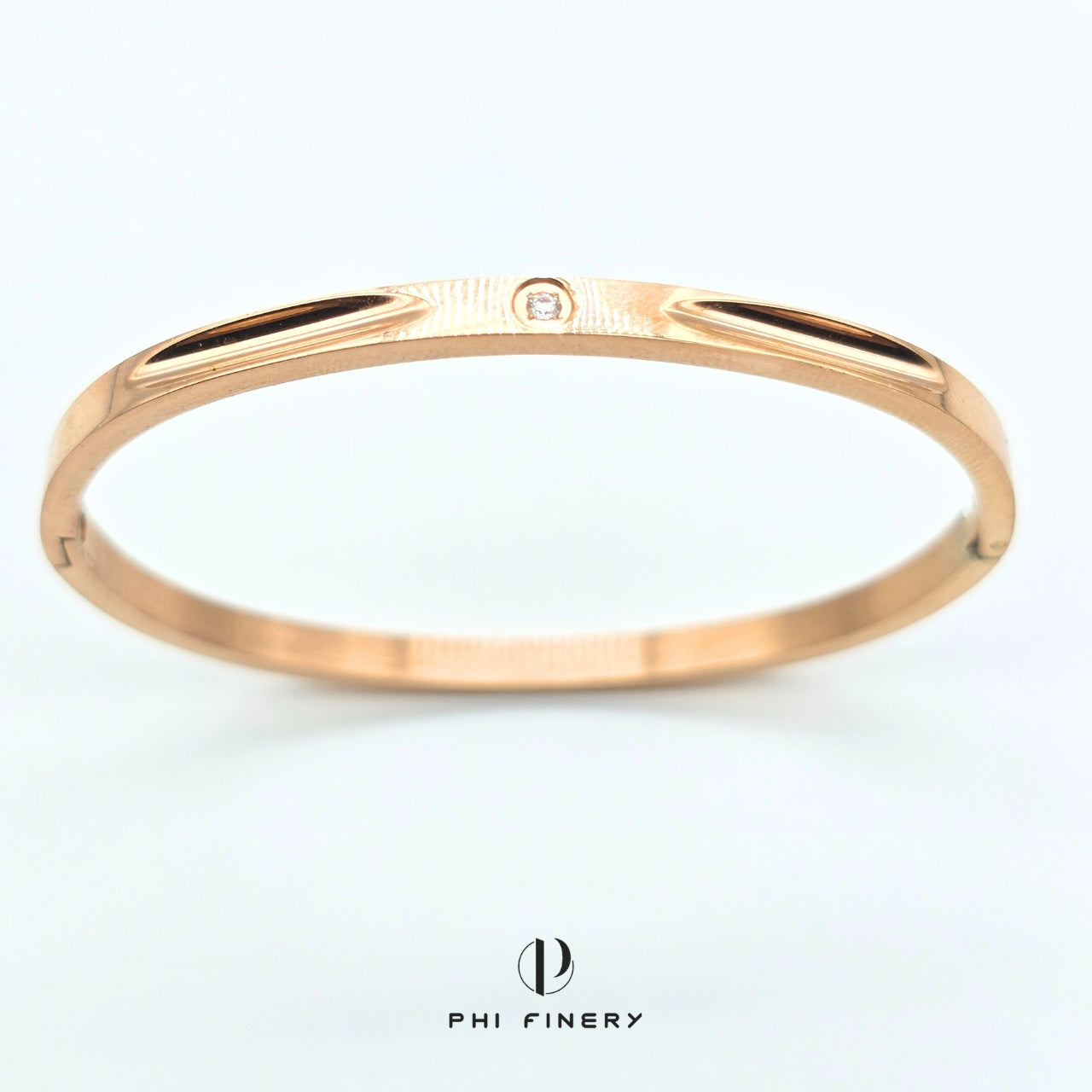 Rose Gold Whisper Bangle with Accent Stone