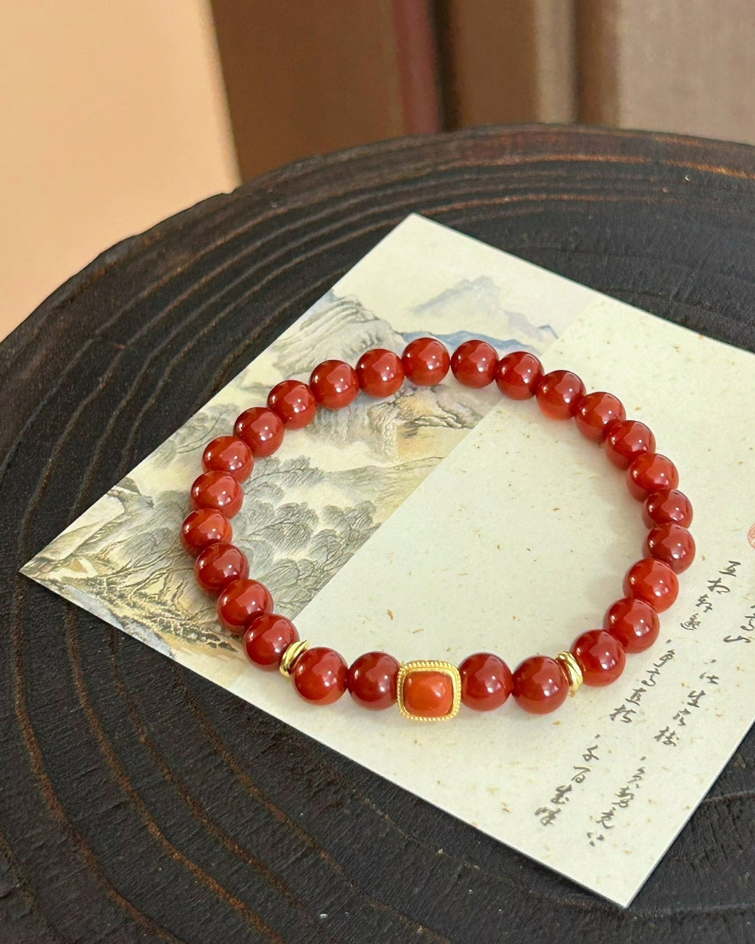 Red — South Red Jade & 925 Silver Bracelet