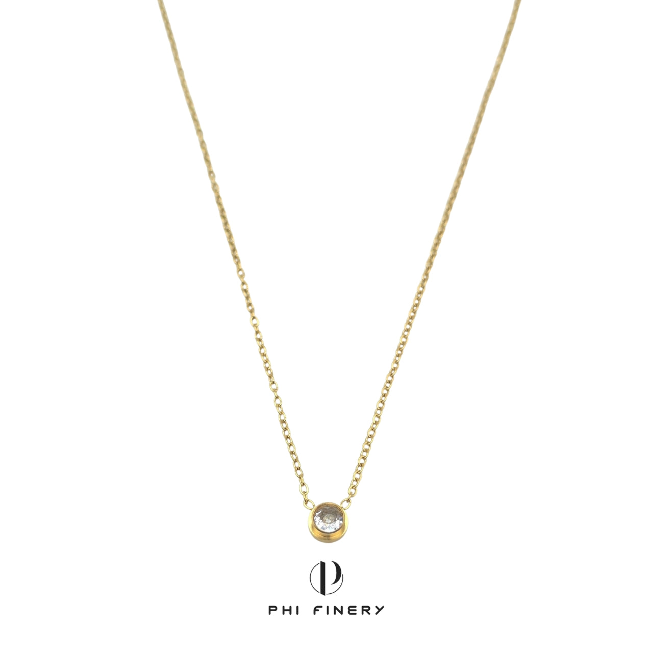 Petite Bezel-Set Solitaire Necklace