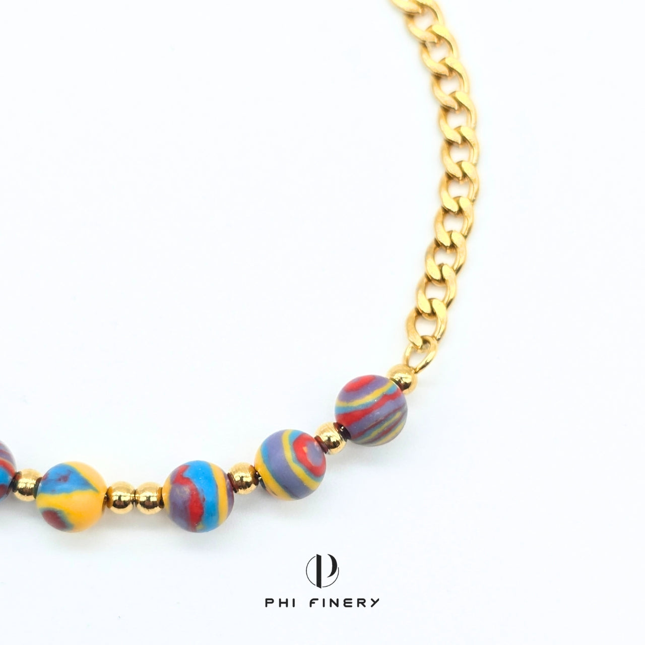 Boho Macaron Marbled Bead Bracelet — Sunset Sorbet