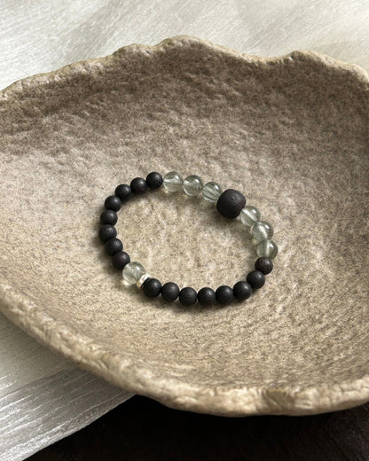 Serendipitous Harmony — Green Rutilated Quartz & Agarwood Bracelet