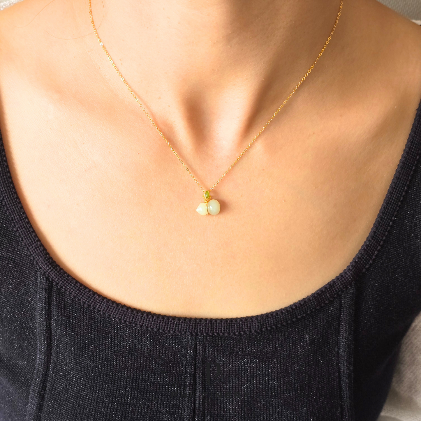 Fortune Flourish Jade Gourd Necklace