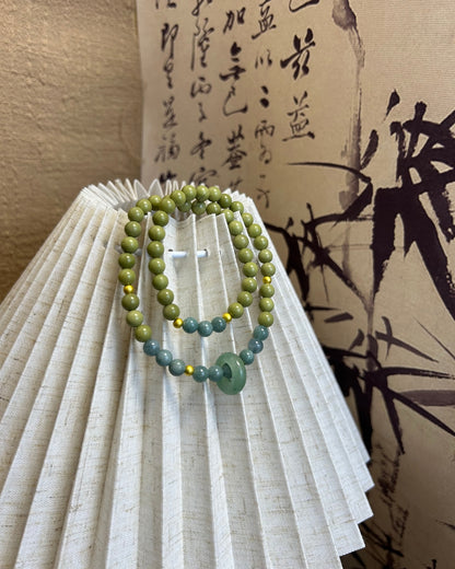 Misty Rain Descends upon the South of the Yangtze Bracelet – Jadeite & Alashan