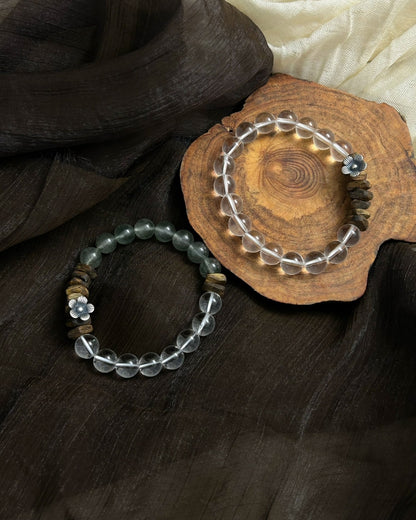 Zen Garden Crystal Strand — Rock Crystal, Agarwood & 925 Silver