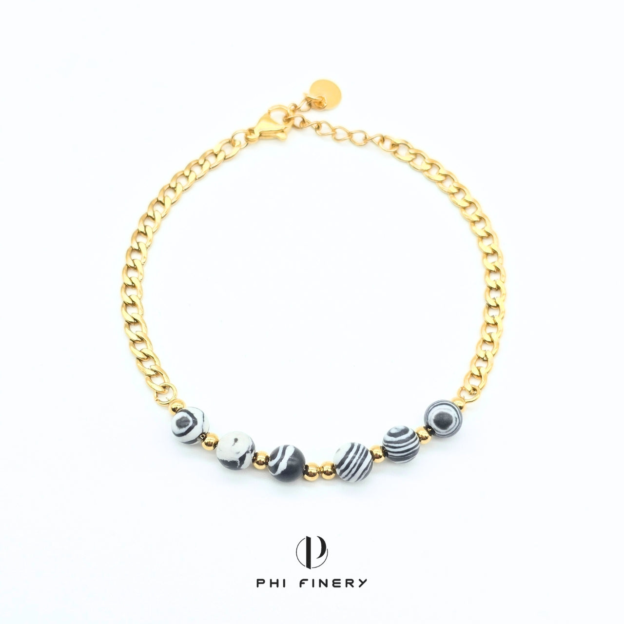 Boho Macaron Marbled Bead Bracelet — Monochrome