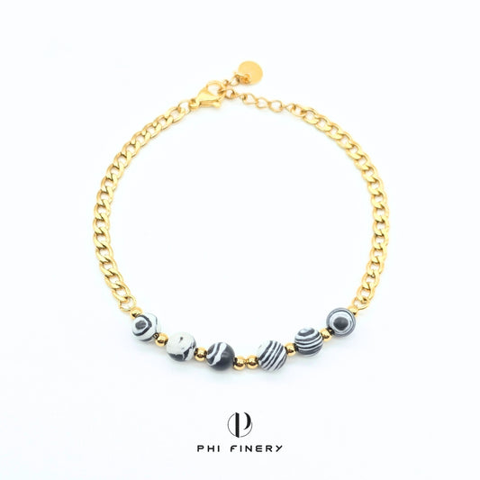 Boho Macaron Marbled Bead Bracelet — Monochrome