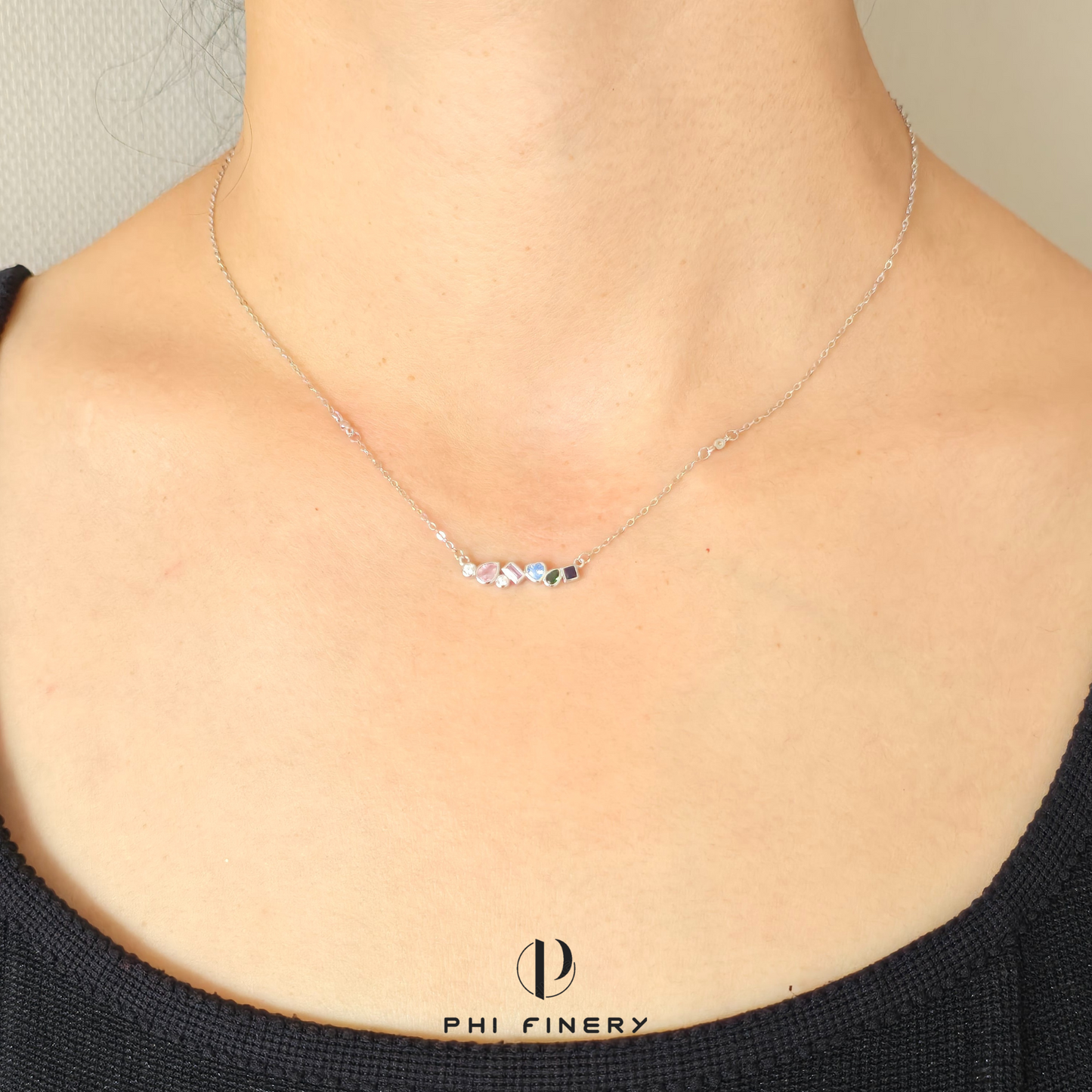 Pastel Love Gem Bar Necklace