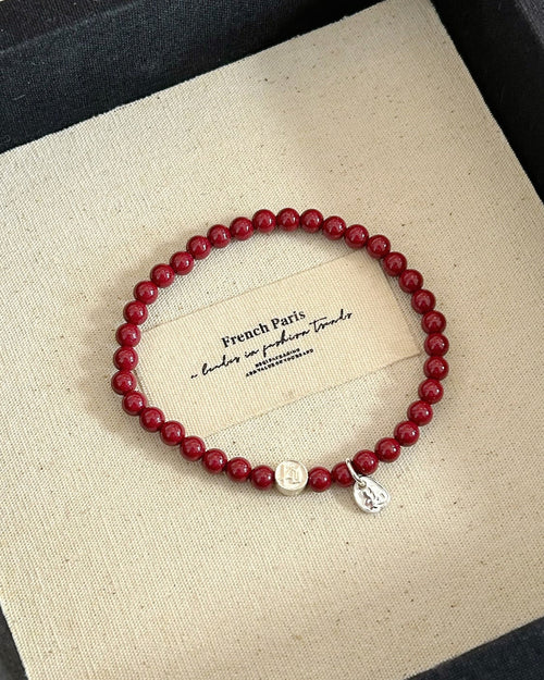 Concubine’s Smile Bracelet – Cinnabar, Gold‑Red Sand & Sterling Silver