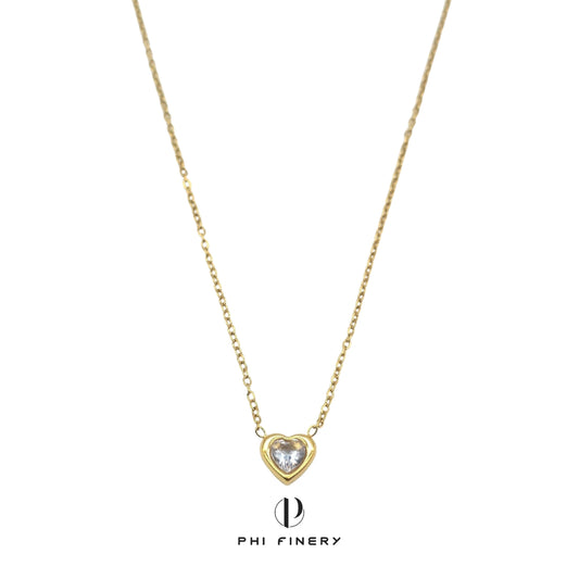 Petite Heart Solitaire Necklace