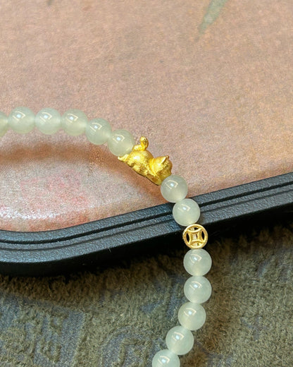 Lucky Cat Bracelet – Hetian Jade & Sterling Silver