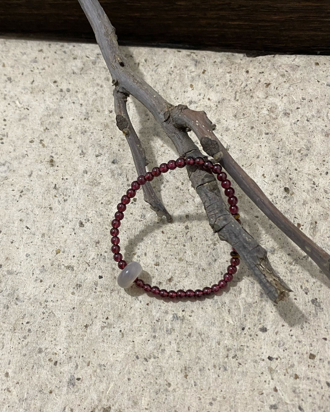 Dainty Burgundy Natural Stone Beaded Bracelet