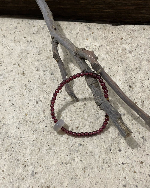 Dainty Burgundy Natural Stone Beaded Bracelet