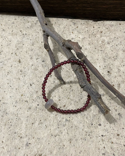 Dainty Burgundy Natural Stone Beaded Bracelet