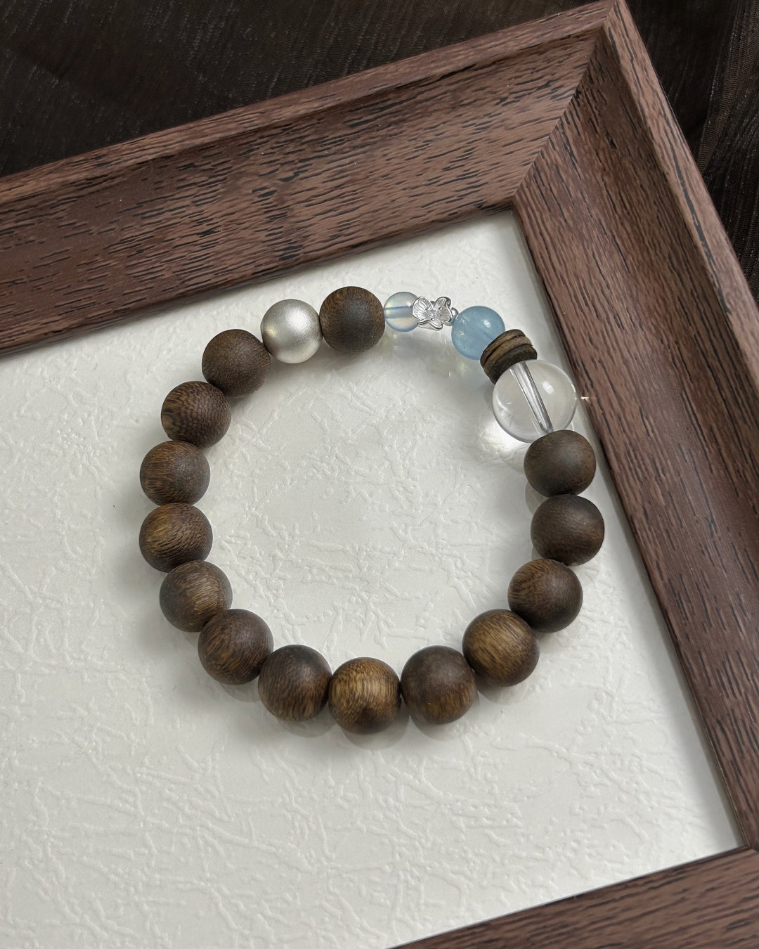 Hills Embrace the Snow — Agarwood, Aquamarine, Crystal & 925 Silver