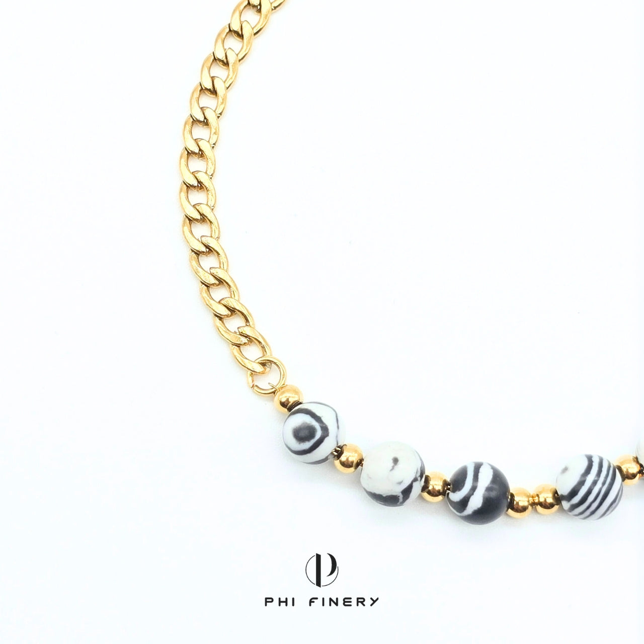 Boho Macaron Marbled Bead Bracelet — Monochrome