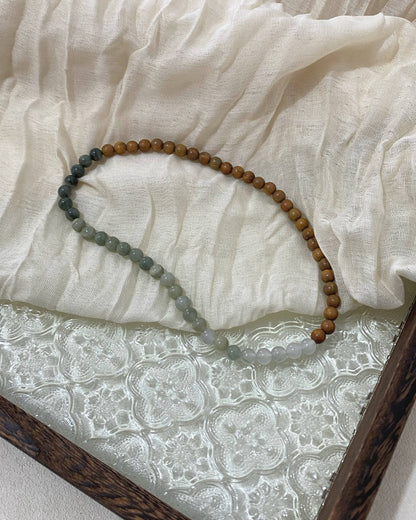 Double‑Ring Green Sandalwood & Natural Stone Bracelet | Unisex Stack