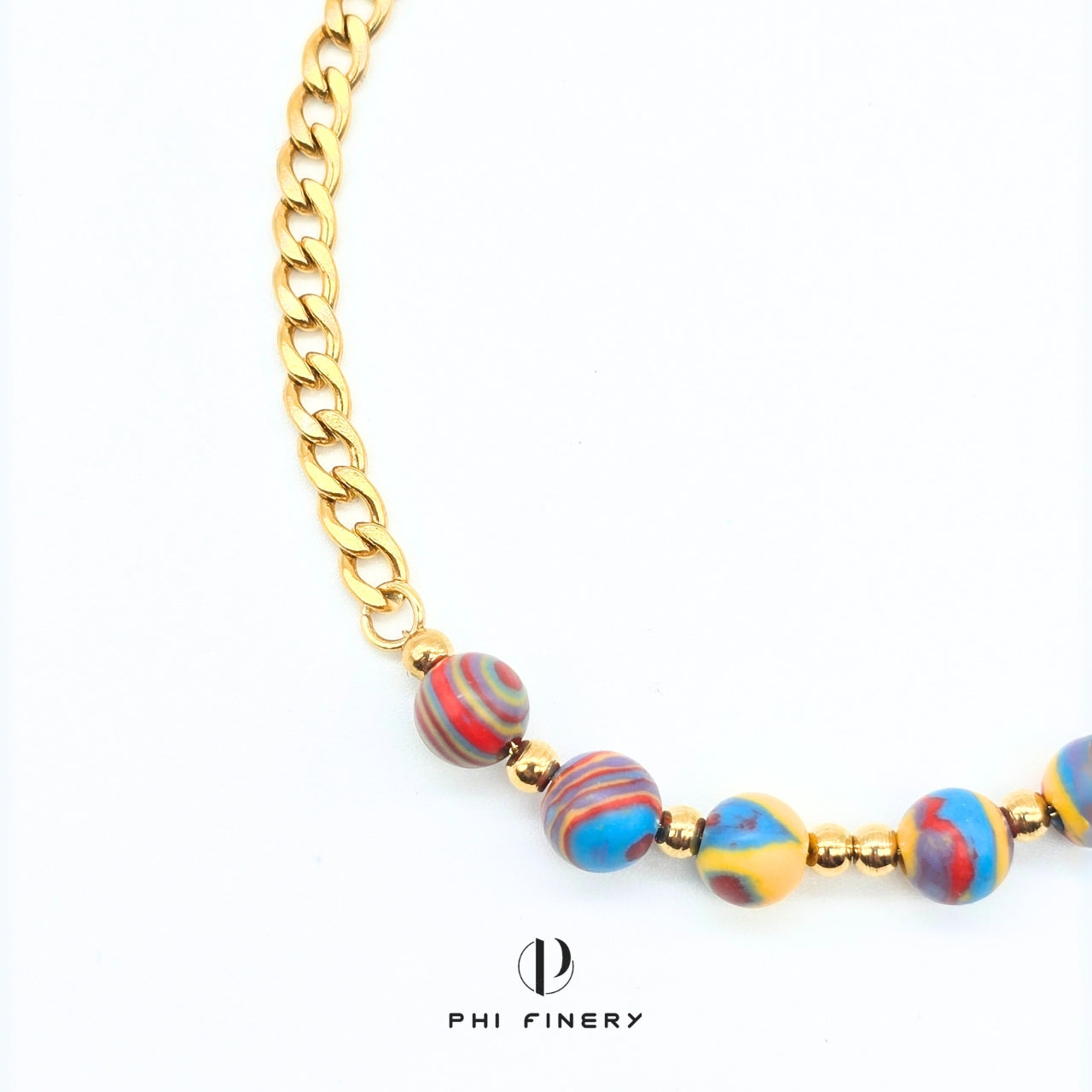 Boho Macaron Marbled Bead Bracelet — Sunset Sorbet