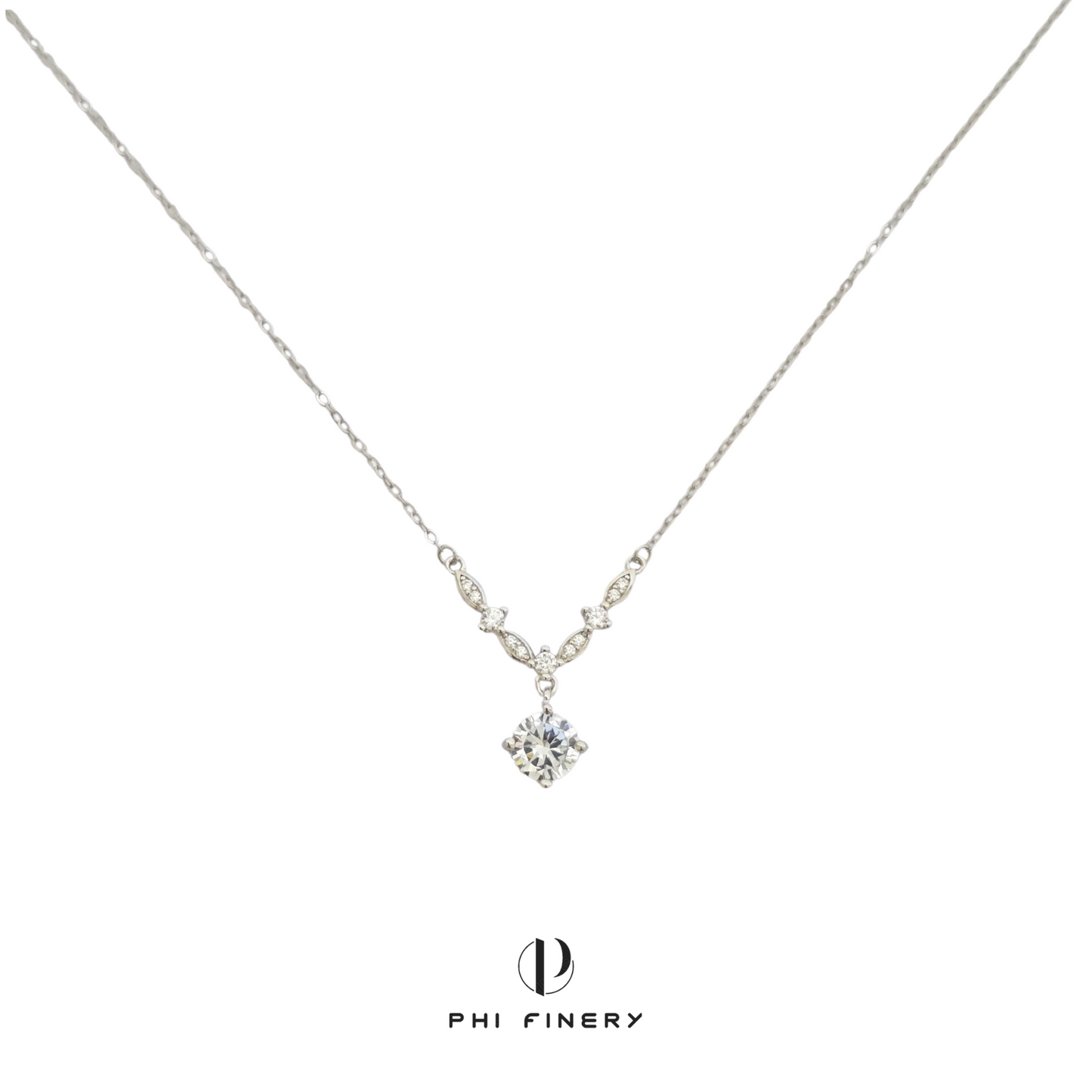 Victory Laurel Solitaire Necklace