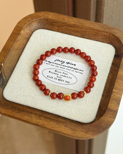 Red — South Red Jade & 925 Silver Bracelet