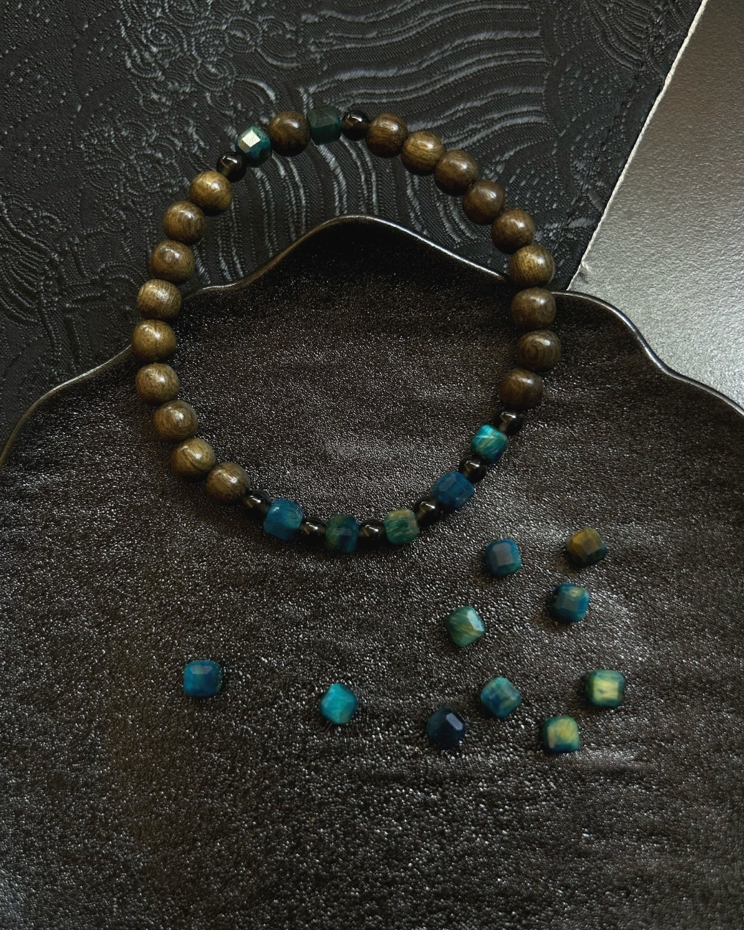 Blue Tiger Eye & Burmese Wood Bracelet | Unisex Stack