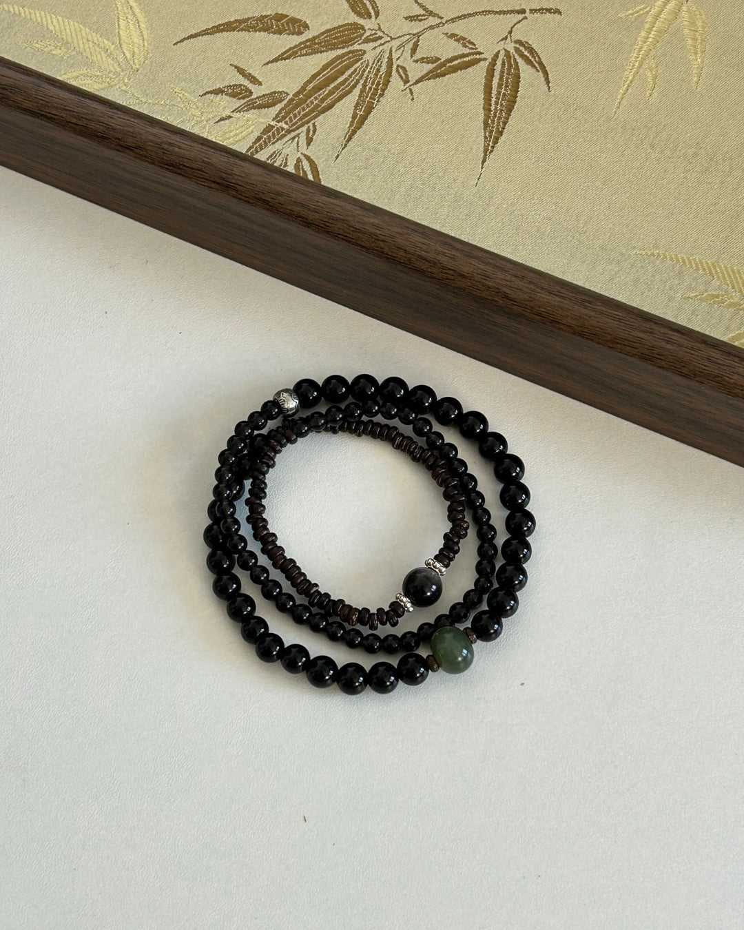 The Night Is Yet Young — Obsidian & 925 Silver Bracelet