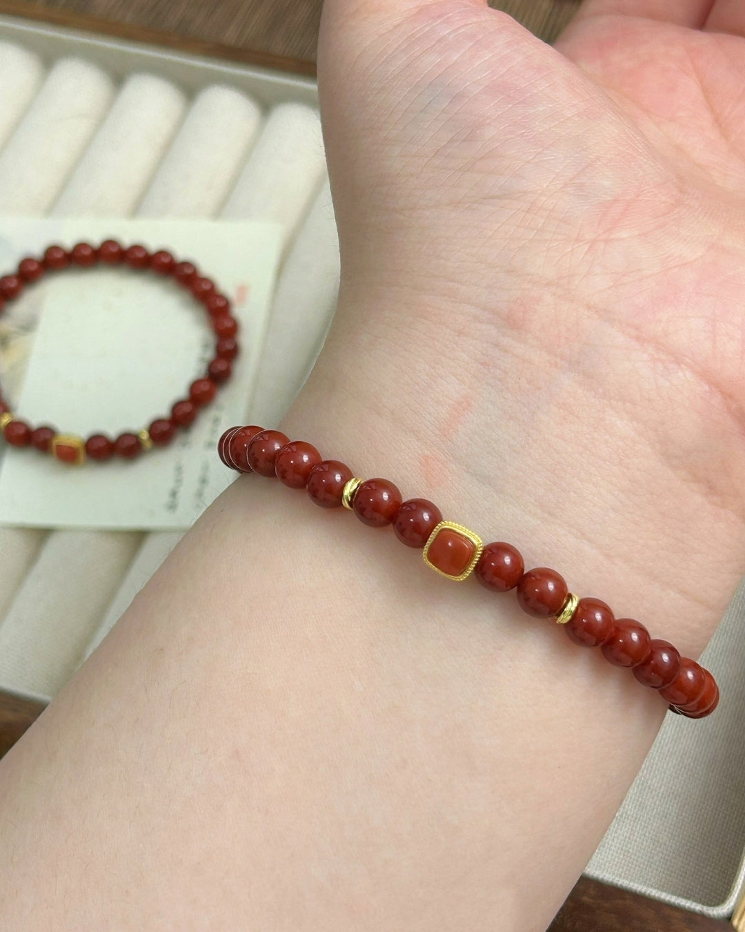 Red — South Red Jade & 925 Silver Bracelet